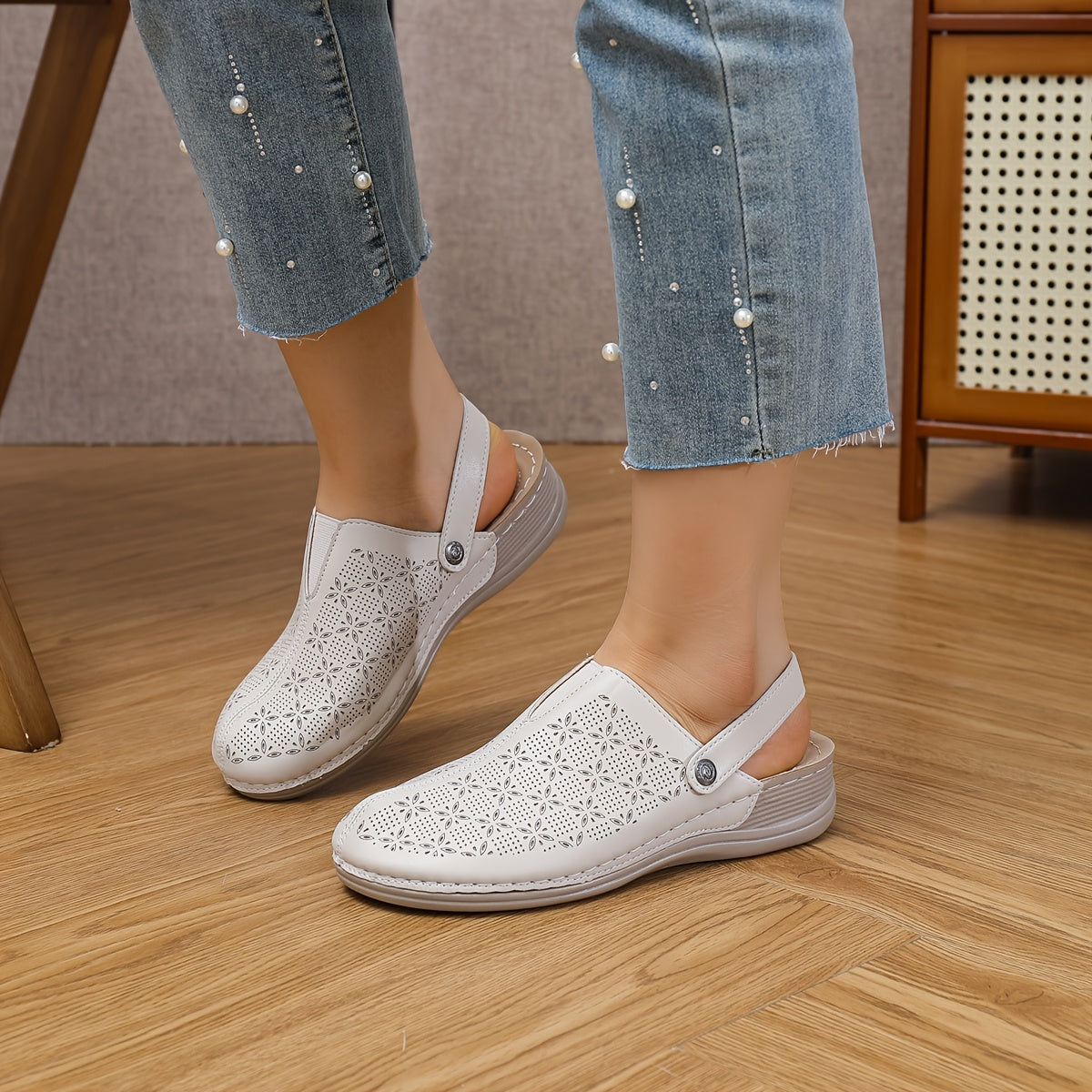 Women'S Mesh Slip-On Loafers, Adjustable Strap, Comfortable Indoor Outdoor Shoes