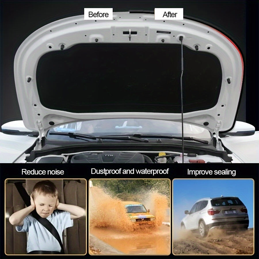 Banda de aislamiento de goma para coche 5m negro rojo reducción de ruido moldura interior