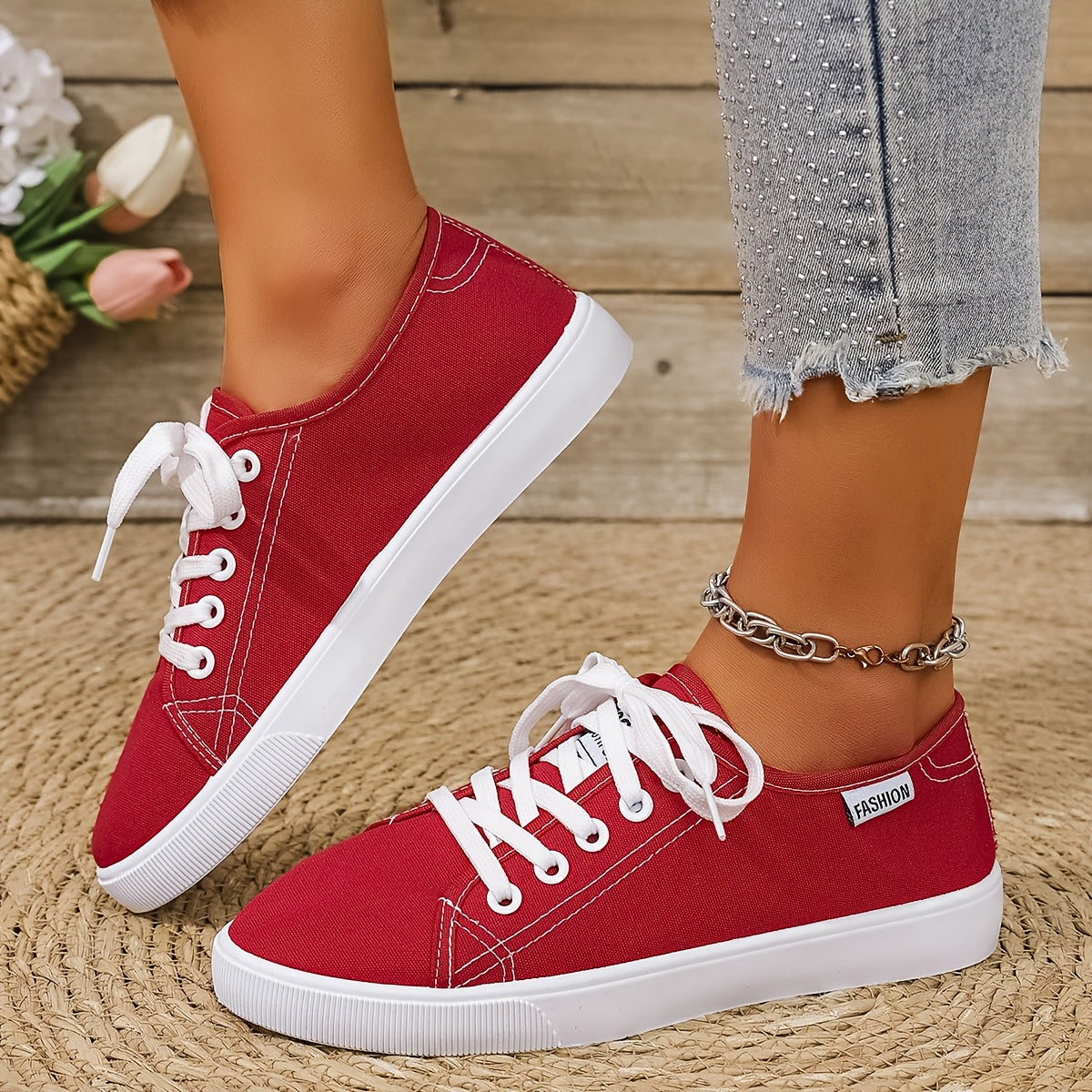 Women's Slip-On Sneakers Soft Fabric Upper Non-Slip Sole Black White Casual Shoes