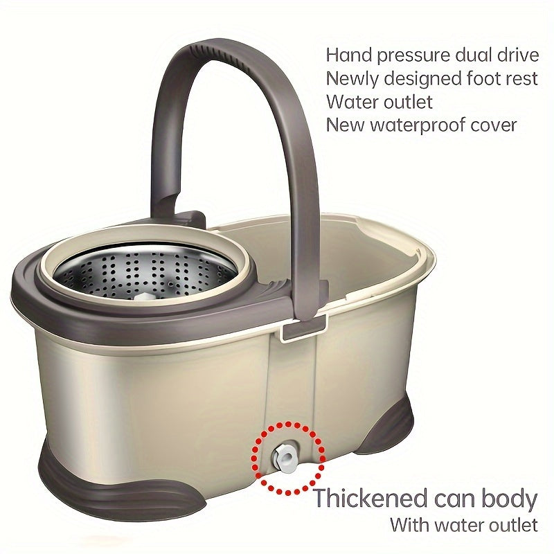 Automatic Rotation Mop Set with Bucket and 3 Replacement Heads for Wood Floors