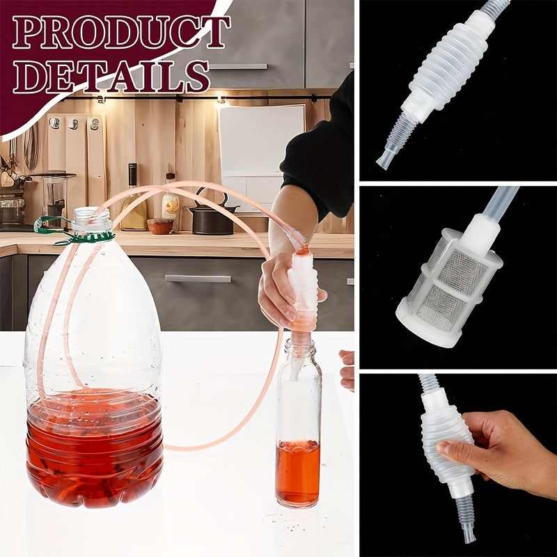 201.17 sm Siphon nasos to'plami uyda pivo tayyorlash uchun: oziq-ovqat darajasidagi plastik siphon quvurlari, shlang va pivo, vino, mead, sidr uchun shaffof oq filtr to'plami.