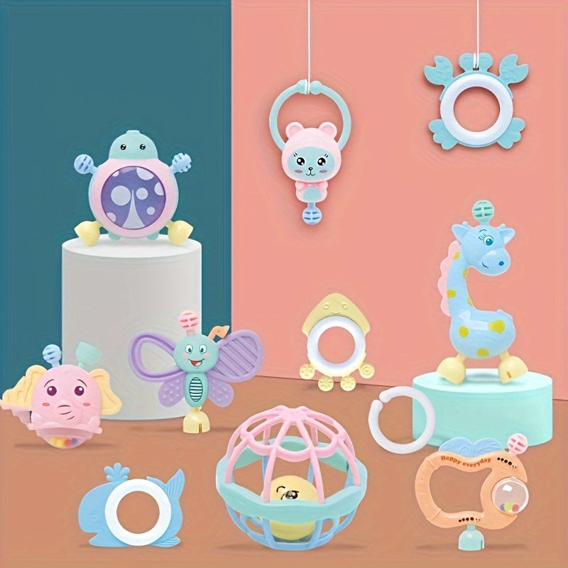 Baby Rattles and Plush Rings Bundle for Newborns Engaging Sound Toys Assorted Colors