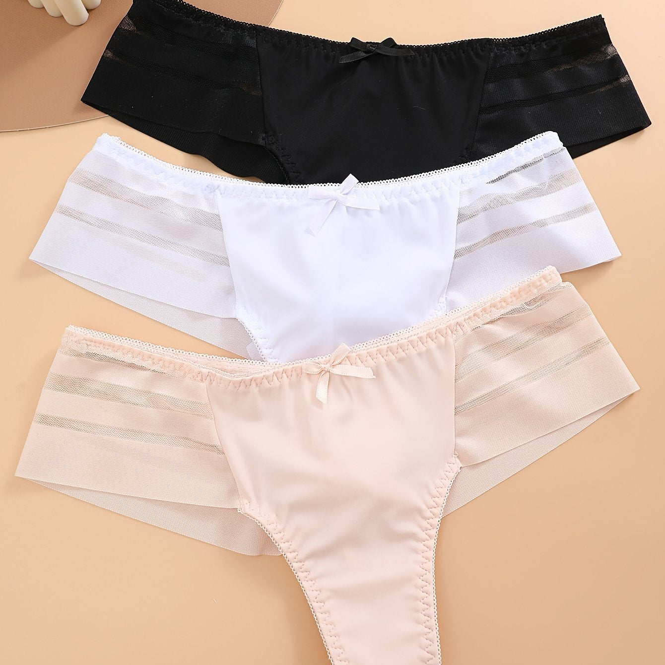 Women’s Lace Thongs Set 3 Pack Breathable Mesh Low-Rise G-String Underwear