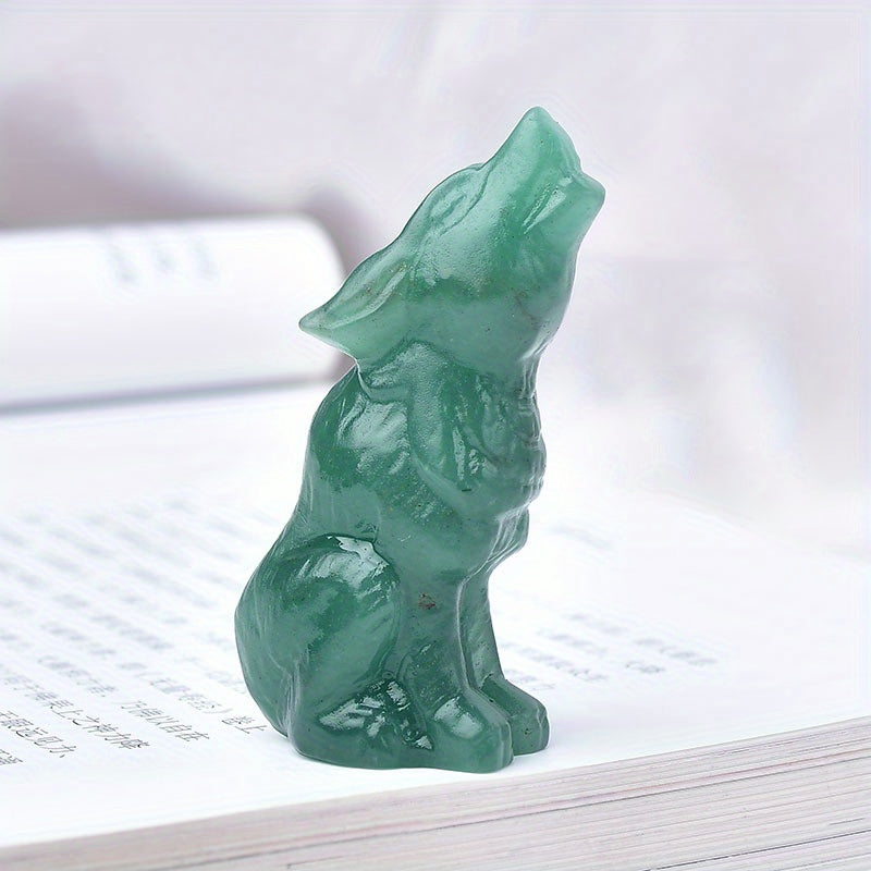 Decoración de escultura de lobo de piedra, adorno para jardín exterior 6.5cm