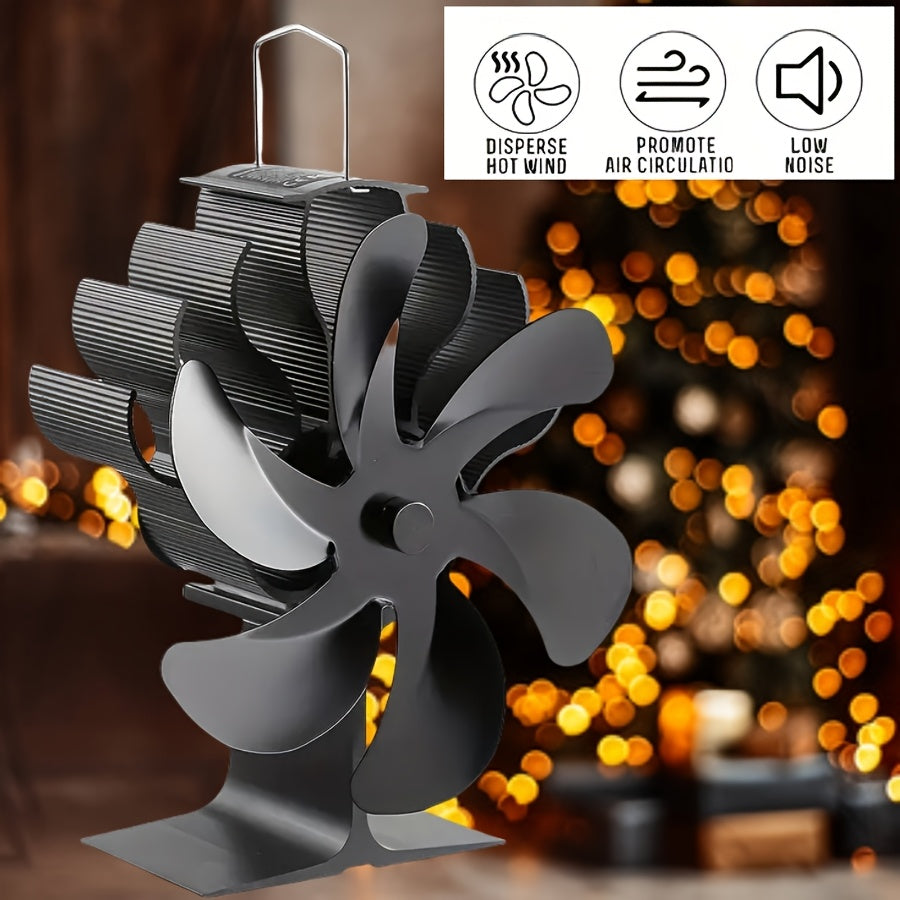 Wood Stove Fan with 6 Blades Heat-Powered No Electricity Needed for Firewood Gas Heating