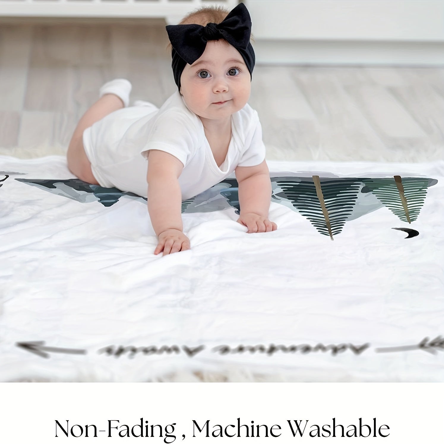 Manta de hitos para bebé con marco de fieltro y diseño de montaña, 60x40 pulgadas para decoración de habitación infantil