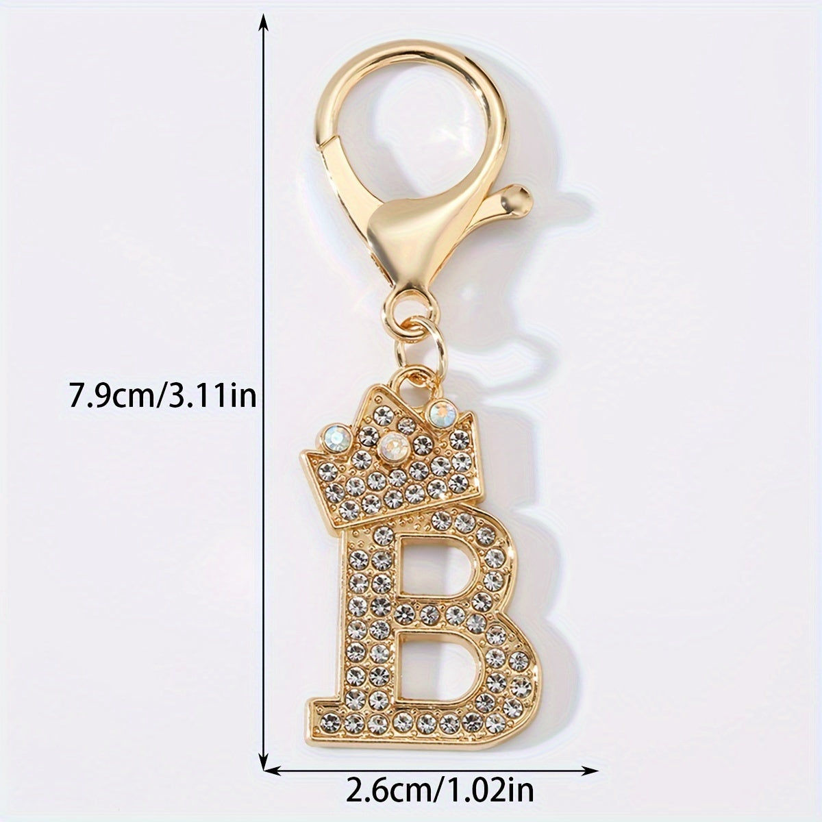 Men's Zinc Alloy Keychain with Artificial Diamond Crown and Letter Charms