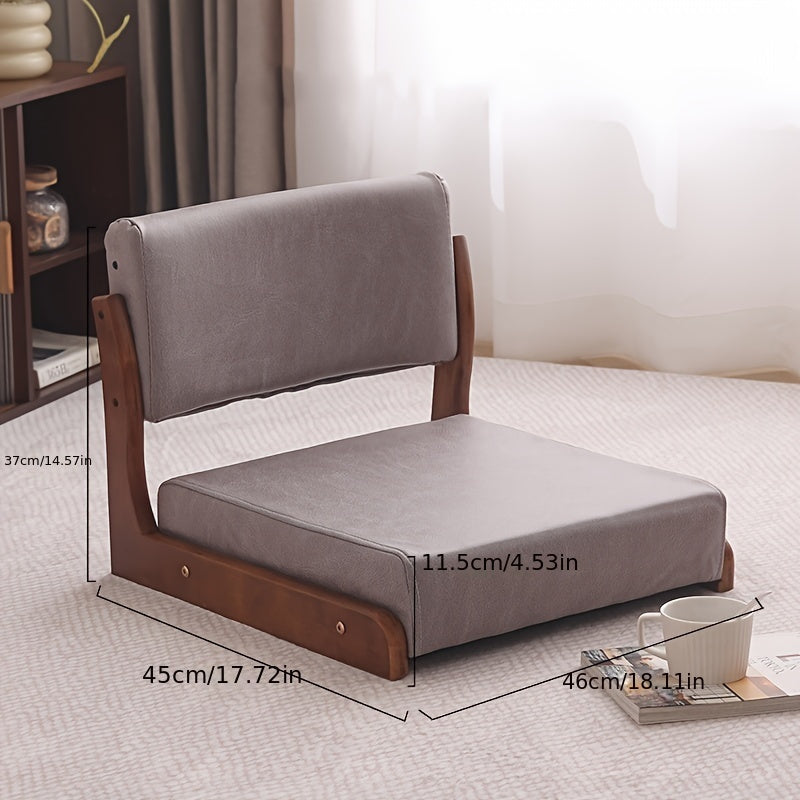 Silla moderna de imitación cuero con asiento y respaldo de madera para suelo