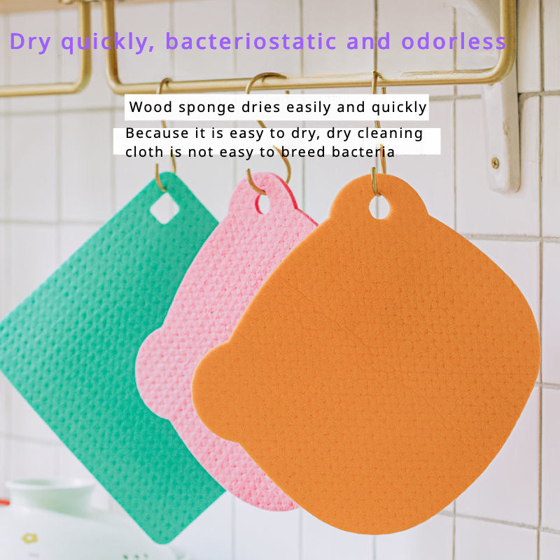 Set of 3 Wood Pulp Fiber Cleaning Sponges for Mirrors Glass and Surfaces