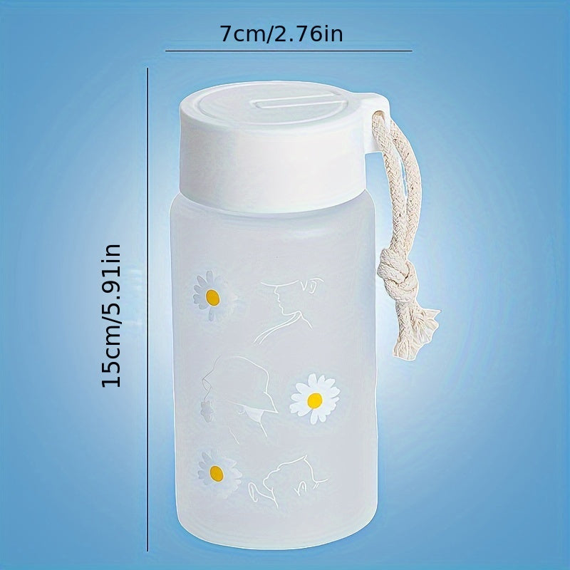 Leakproof Water Bottle with Chrysanthemum Print BPA-Free Plastic for School Outdoor Use