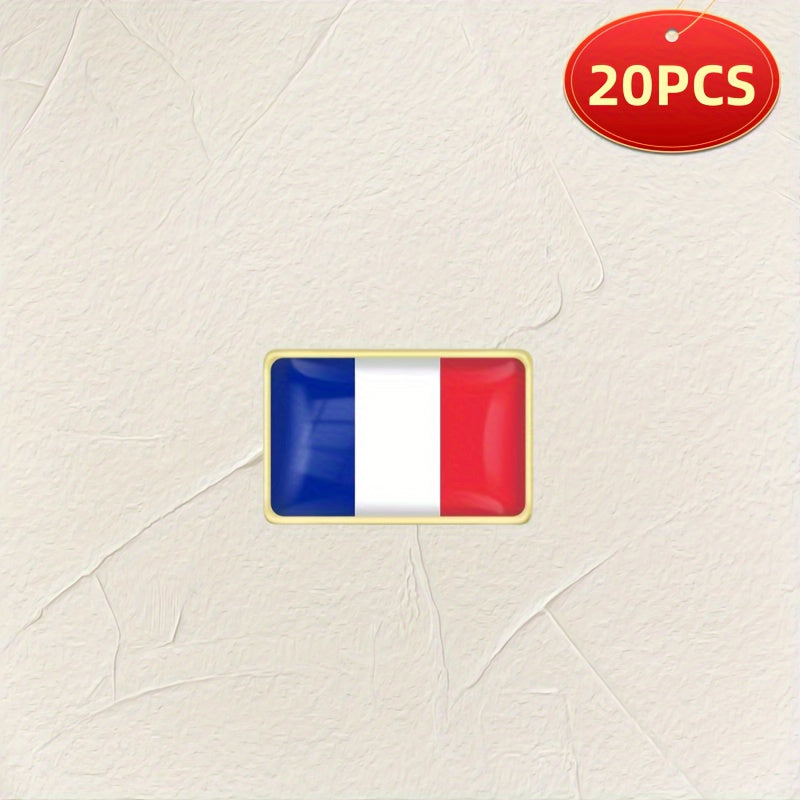 Vintage Style Alloy French Flag Lapel Pins Set of 20 for Women