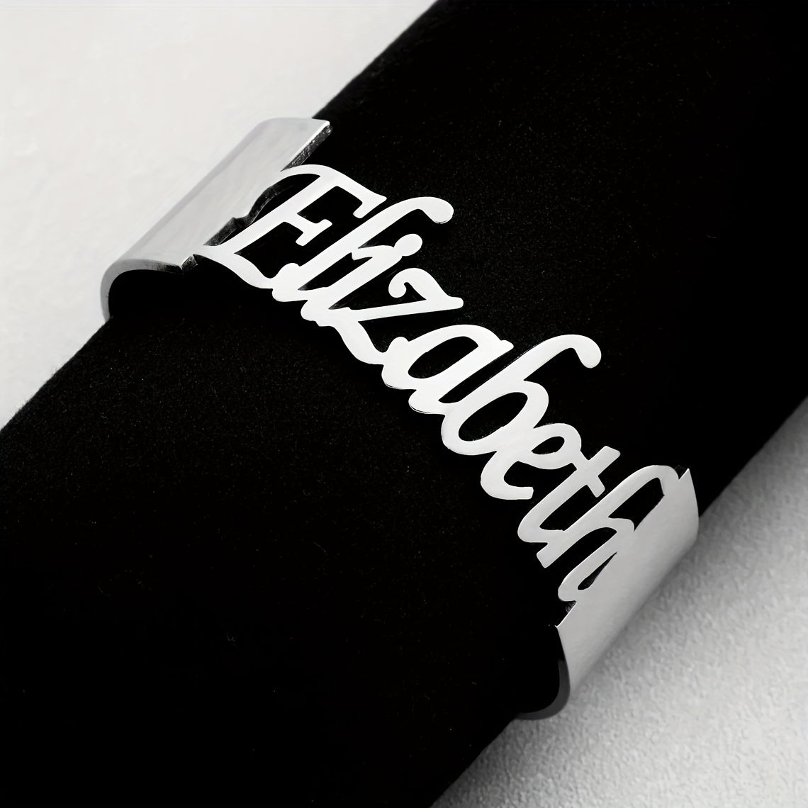 Personalized Black Stainless Steel Open Cuff Bracelet for Women Trendy Jewelry