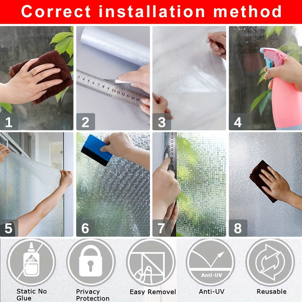 Black Frosted Privacy Window Film for Insulation Sun Protection Opaque Decor