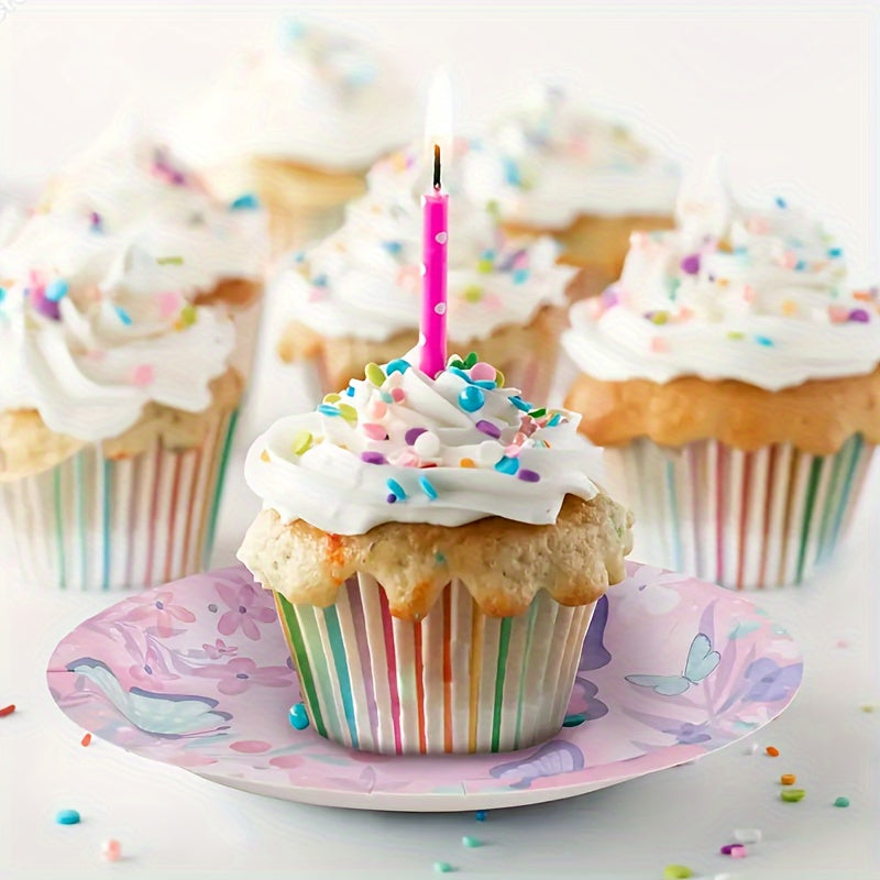 Ekologik toza kapalak mavzusidagi bir martali ishlatiladigan dasturxon to'plami 50 donadan iborat - Qog'oz tarelkalar, salfetkalar, tug'ilgan kun bezaklari uchun stakanlar, elektr energiyasini talab qilmaydi.