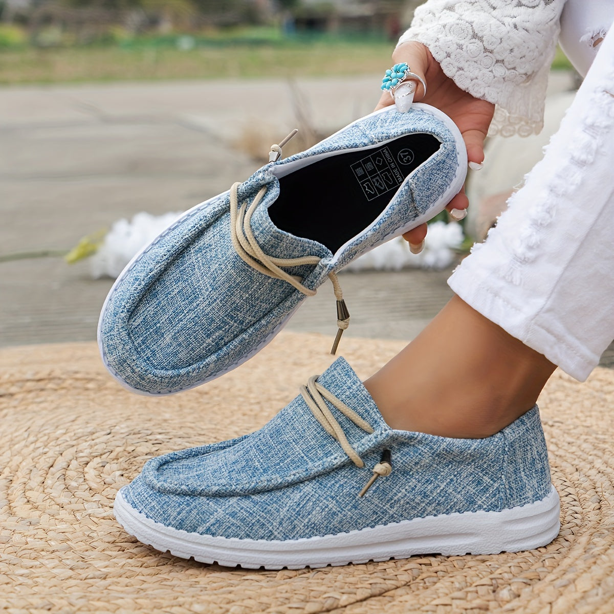 Women's Canvas Loafers Casual All-Season Solid Color Lightweight Flat Shoes