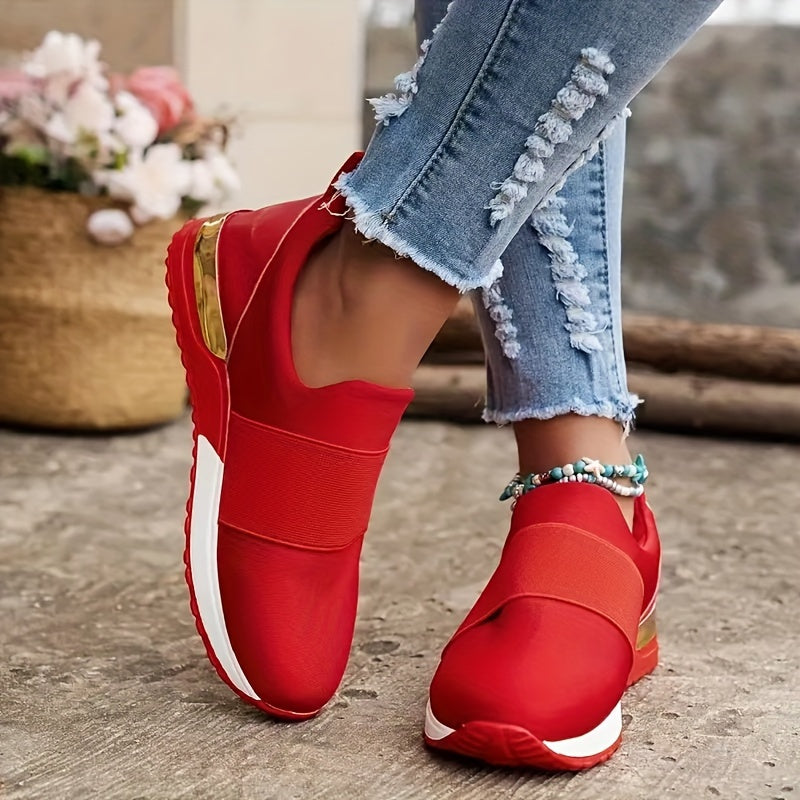 Women's Canvas Slip-On Sneakers with Mesh Lining Non-Slip Sole All-Season