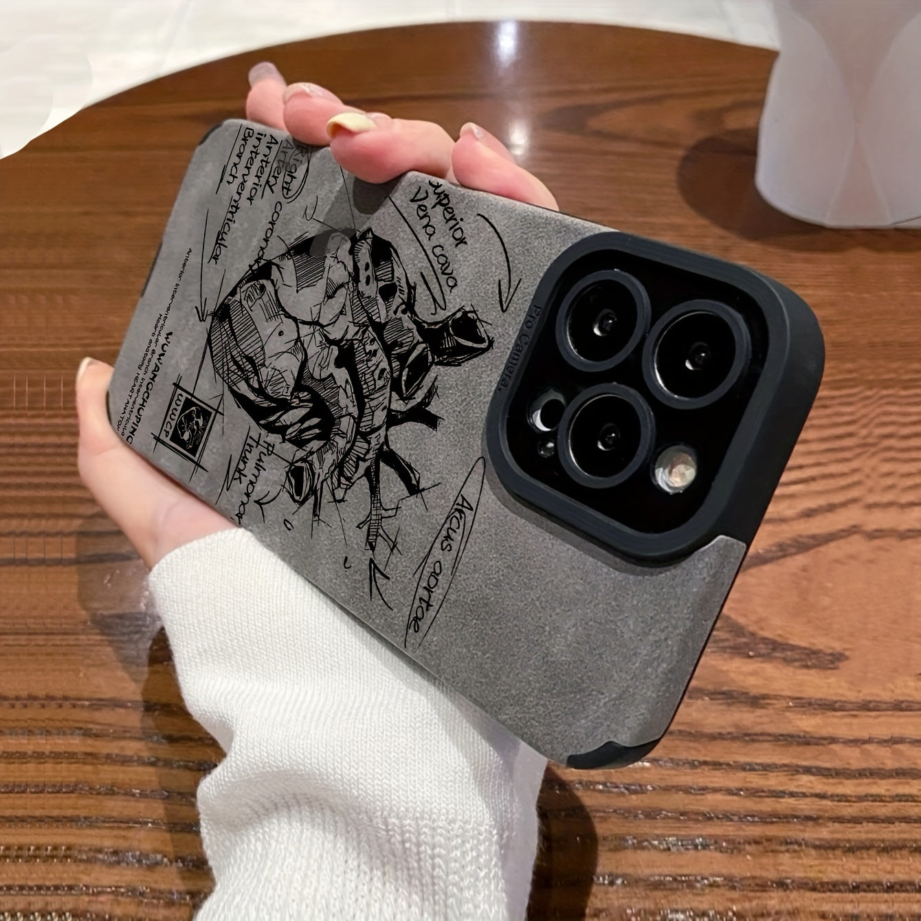 Faux Leather Heart Analysis Flip Phone Case for iPhone 7-15 Shockproof Full Coverage