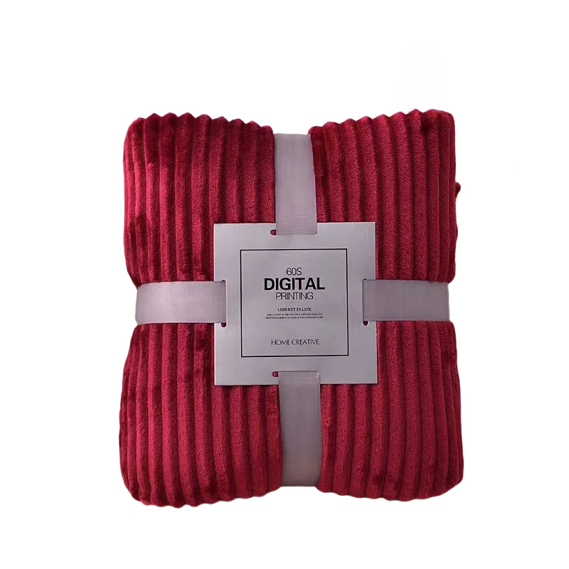 Faux Wool Throw Blanket Plush Warm Coral Fleece Plaid for Bed Couch