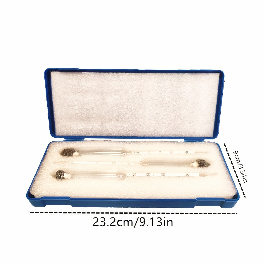 3-Piece Alcohol Meter Set with Conversion Table 0-100 Proof for Winemaking and Spirits Testing