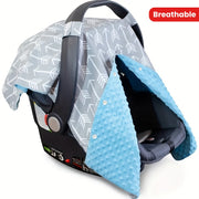 Baby Car Seat Cover for Infants and Toddlers Breathable Canopy with Blue Arrow Pattern