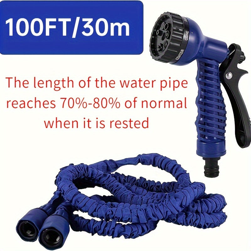 Расширяемый набор садовых шлангов с насадкой высокого давления 15-30м Легкий, прочный для мойки автомобиля, садоводства, купания домашних животных