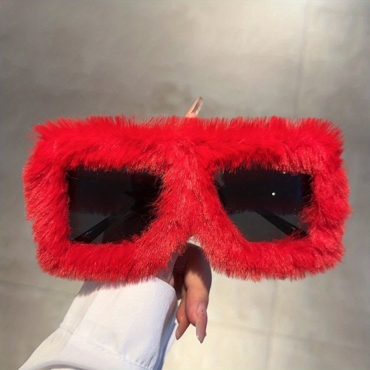 Unisex Fuzzy Plush Gradient Y2K Oversized Glasses for Beach and Party