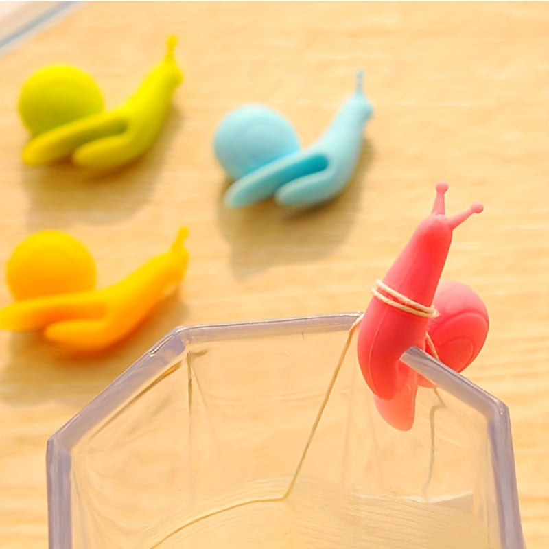 Set of 6 Silicone Snail Wine Glass Labels for Tea Cups and Bags