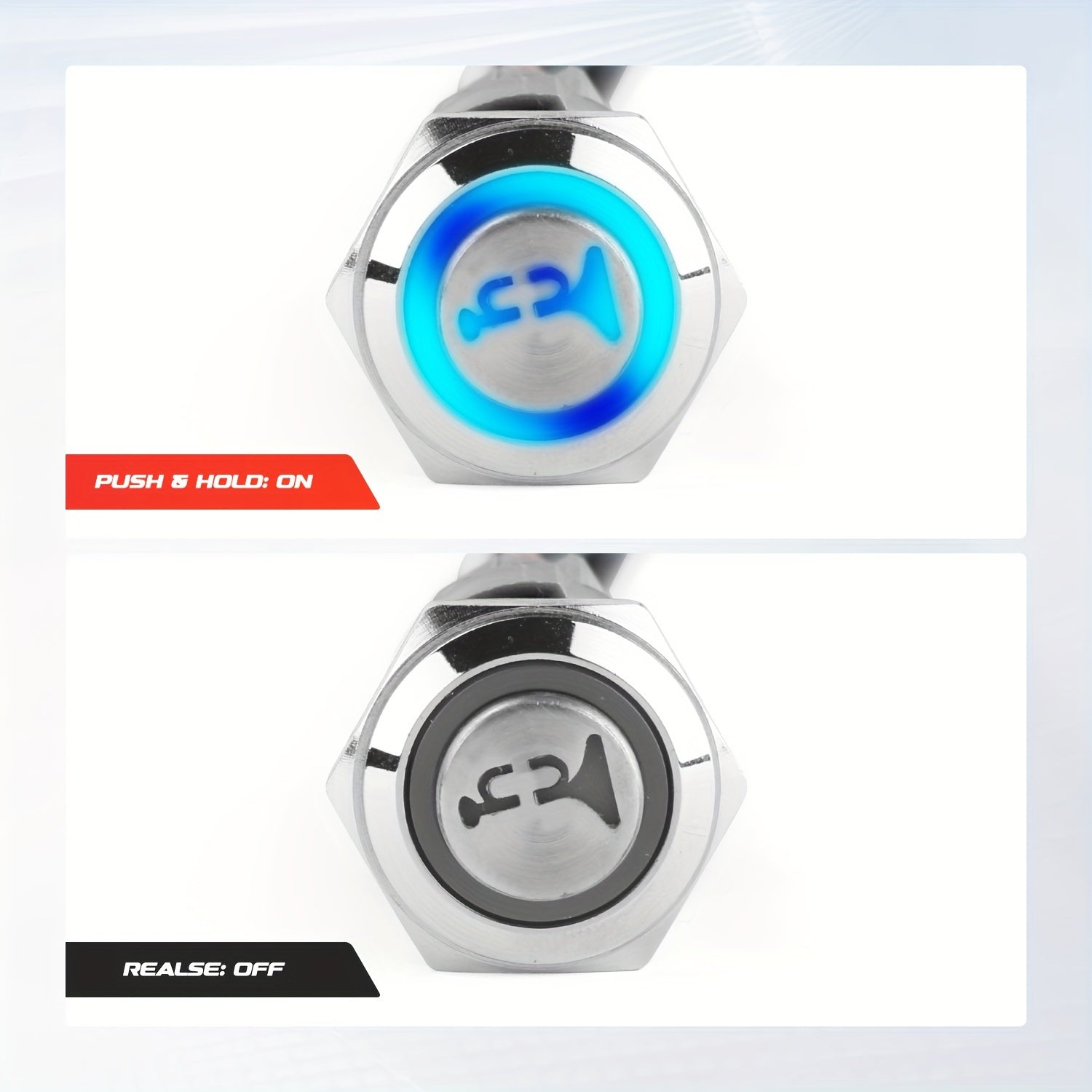 Universal 12V Car Horn Button Instant Switch Tail Plug Cable Bundle