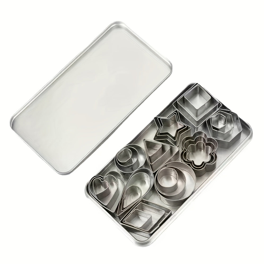 Set of 30 Geometric Cookie Cutter Molds for Baking and Fruit Cutting