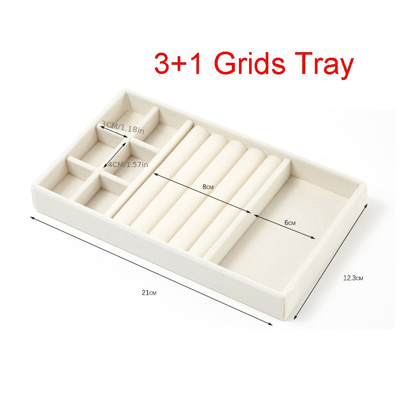 Bandeja organizadora de joyas de terciopelo para pendientes, anillos y collares