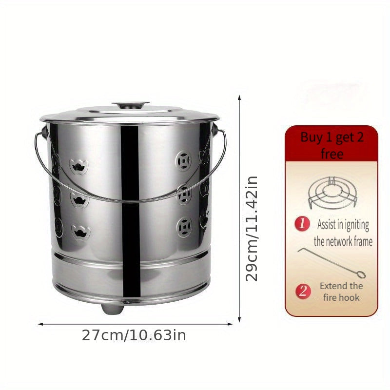Portable Stainless Steel Camping Stove Set Windproof Indoor Outdoor Wood Burner