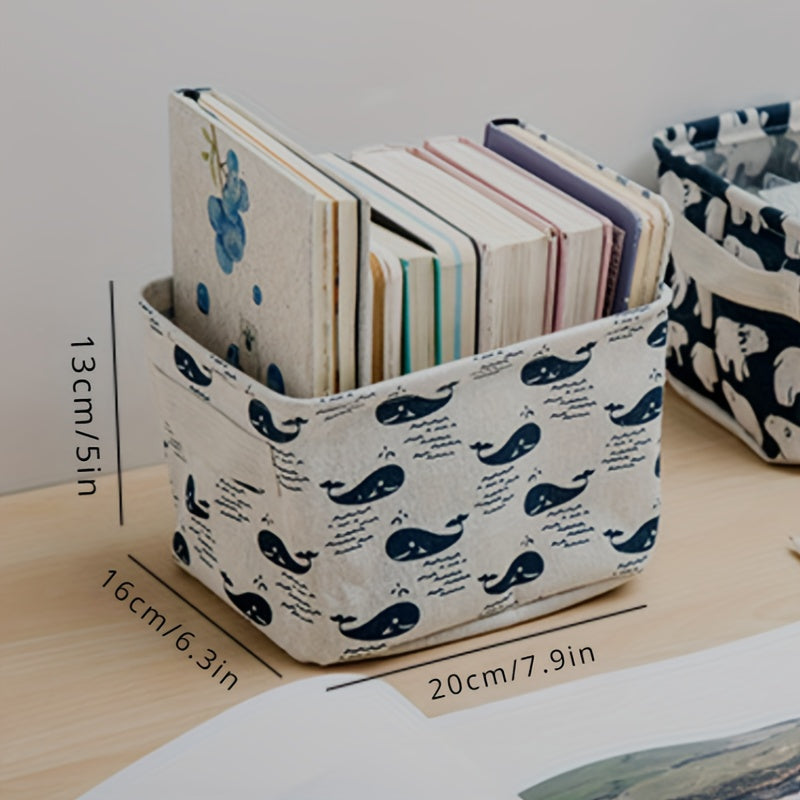Foldable Fabric Storage Basket with Handle for Home Organization and Decoration