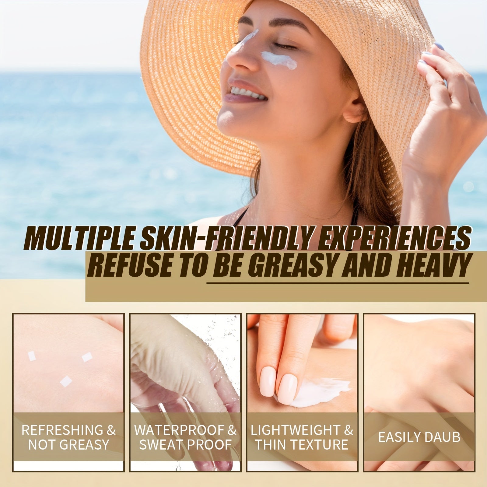 "Guruch Probiotik Quyoshdan Himoya Kreml - SPF50+, Namlantiruvchi, Yapishqoq Bo'lmagan, Barcha Teri Turlari Uchun UV Himoyasi"