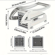 Stainless Steel French Fry Cutter with Non-Slip Grip 1/2 Inch and 3/8 Inch Blades for Fruits and Vegetables