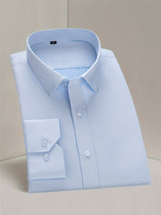 Men's Long Sleeve Solid Color Dress Shirt for Business and Formal Wear