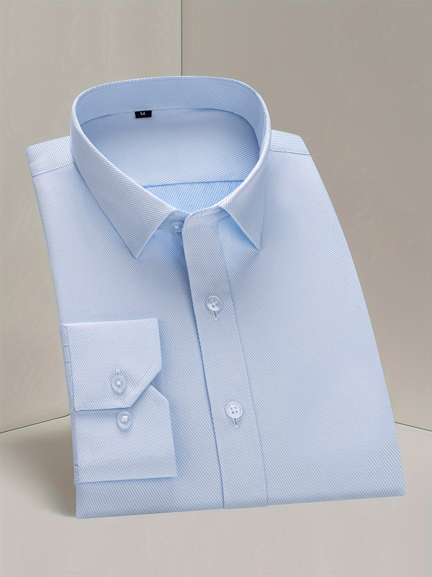 Men's Long Sleeve Solid Color Dress Shirt for Business and Formal Wear