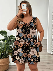 Plus Size Women's Floral Comfortable Jumpsuit with Pockets