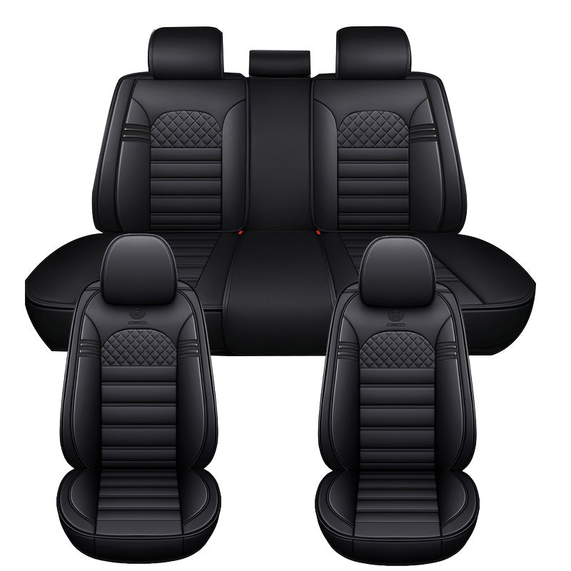 Five-Seat Faux Leather Car Seat Covers Universal Stain-Resistant Durable Cushions