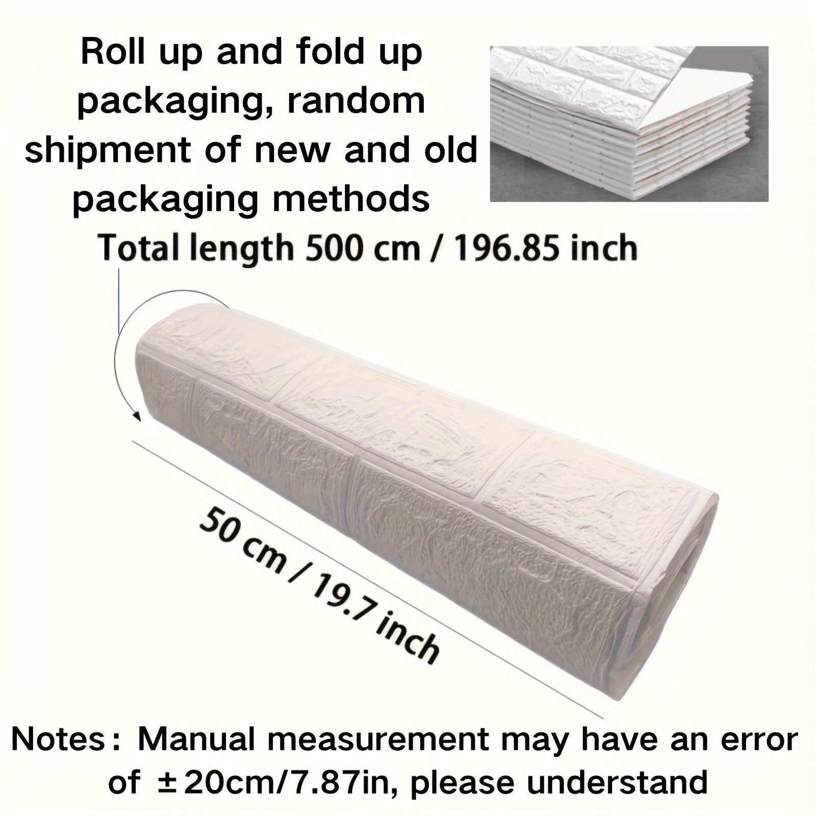 Foam Brick Wallpaper Sticker Self-Adhesive Waterproof 50cm x 5m Indoor Decor