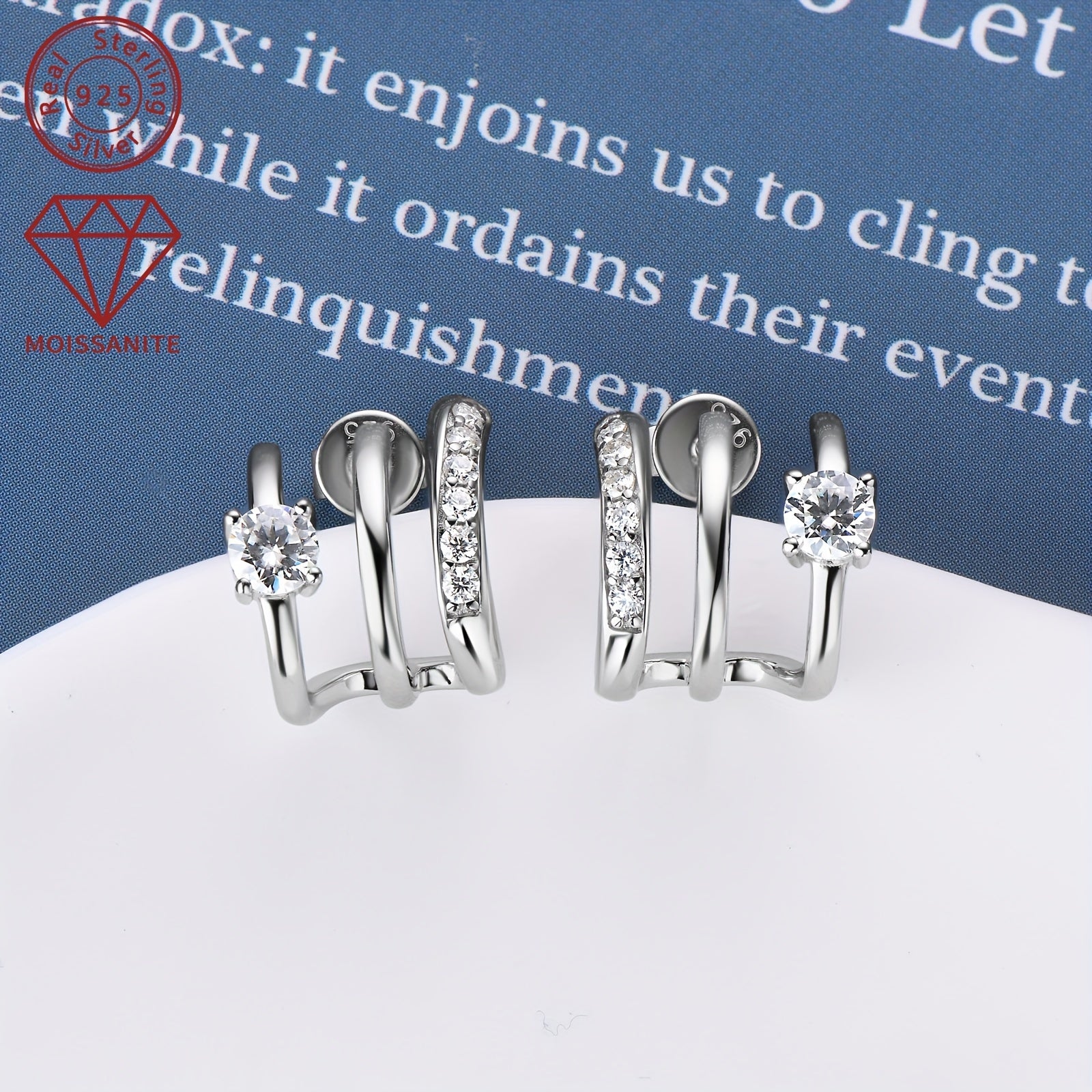 Ayollar uchun Sterling Silver Moissanite taqinchoqlari, 4mm va 0.42ct toshlar bilan