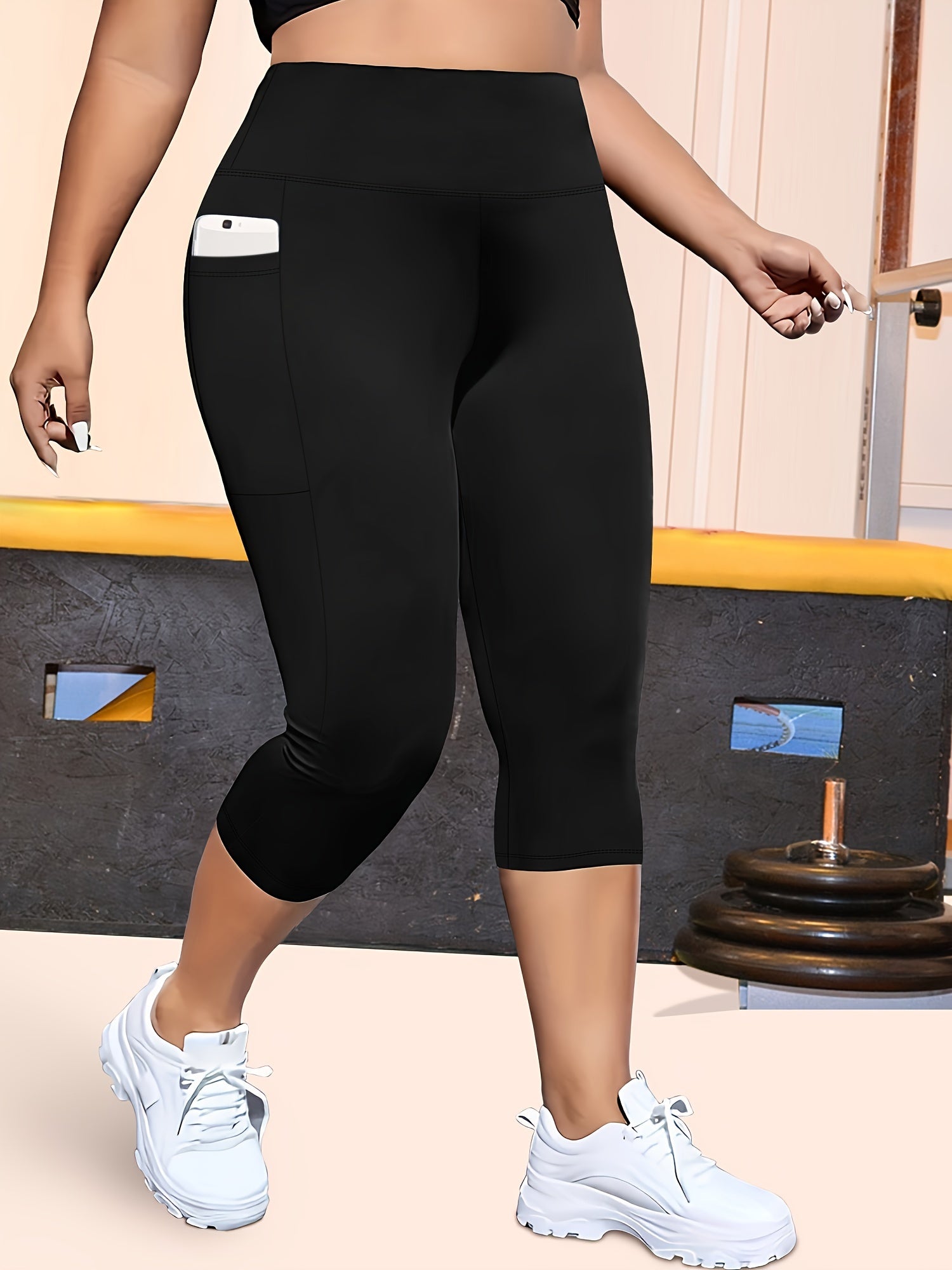 Plus Size High-Waisted Leopard Print Capri Pants Stretchy Casual Skinny Jeans