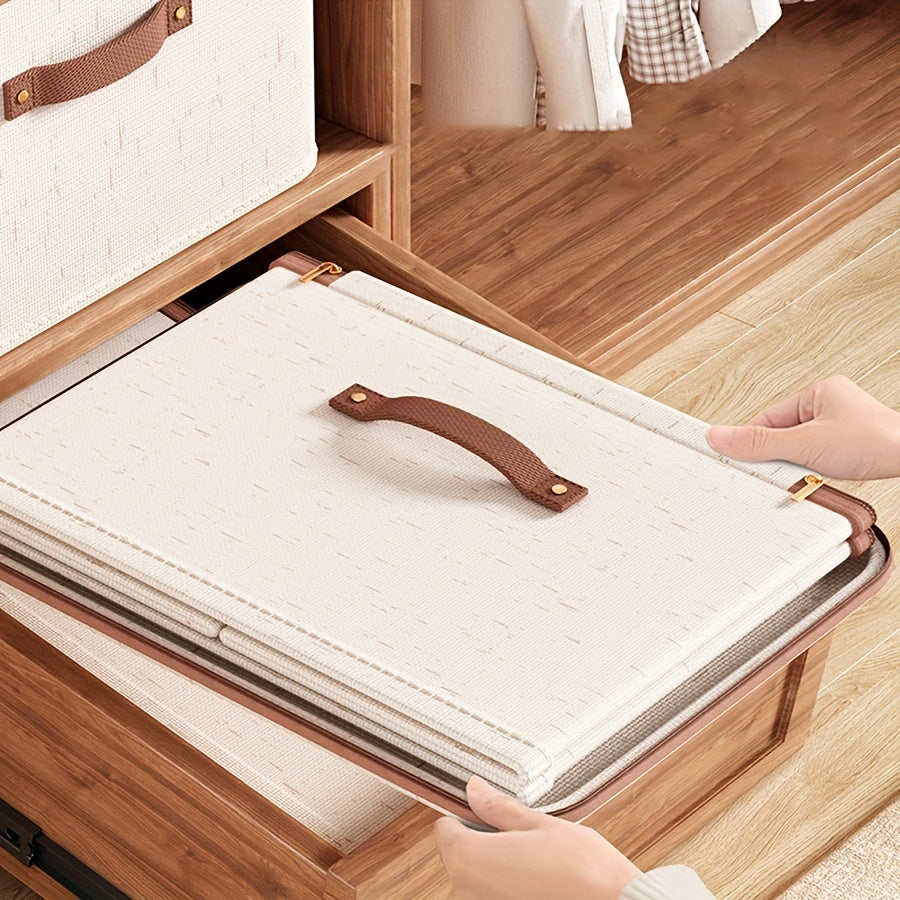 Caja de almacenamiento plegable para ropa con tapa, organizador para debajo de la cama, de cáñamo