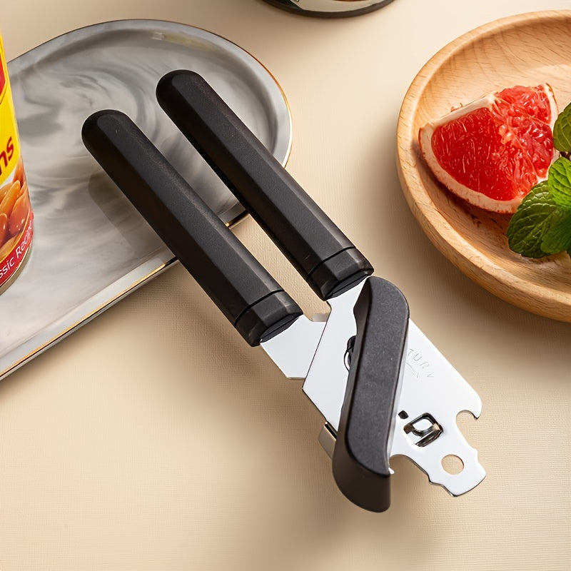 Abrelatas, abridor de botellas y herramienta de cocina ergonómica de acero inoxidable 3 en 1