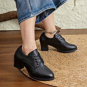 Women's Lace-Up Chunky Mid Heel Oxford Shoes Synthetic Upper Casual Formal