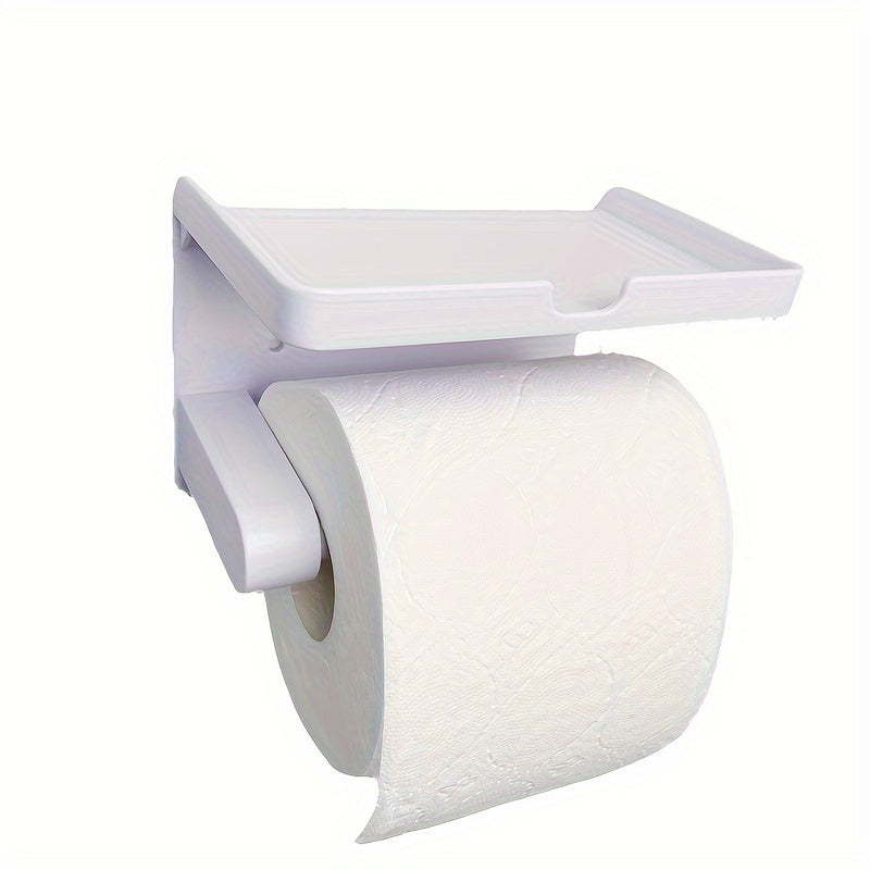 Self-Adhesive Plastic Toilet Paper Holder No Drilling Bathroom Organizer