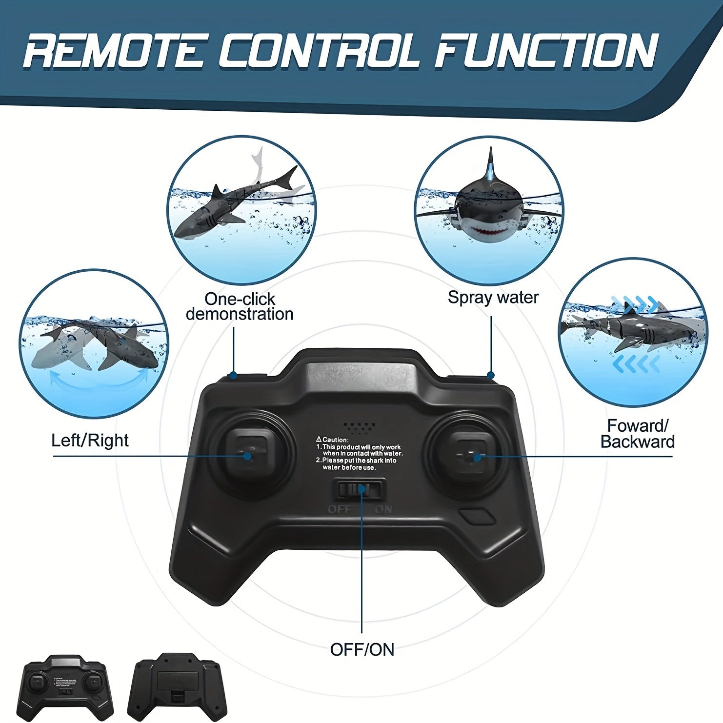 Kids Waterproof Remote Control Shark Pool Toy 2.4GHz Boat with 1000mAh Battery