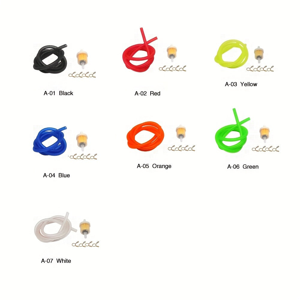 Motorcycle Gas Fuel Filter Petrol Pipe Hose Line 6mm with 4 Clips