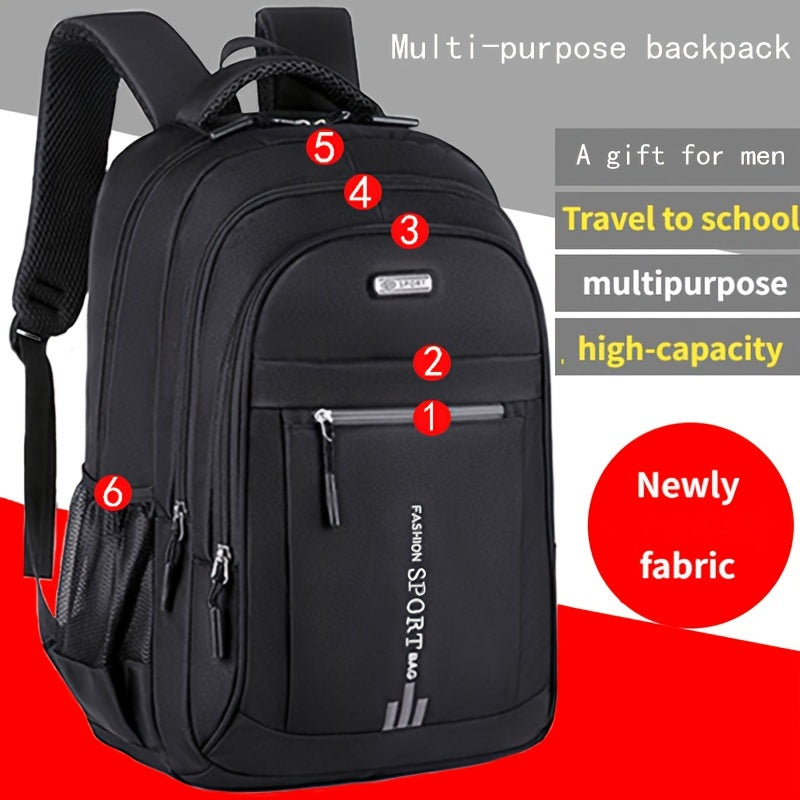 Women's Black Nylon Backpack with Tablet Compartment and Adjustable Strap