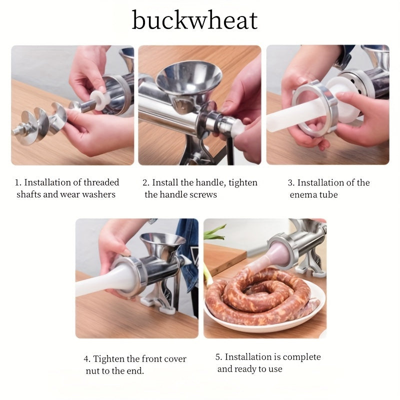 Manual Meat Grinder Hand-Crank Sausage Maker with Staining Jar for Home Use