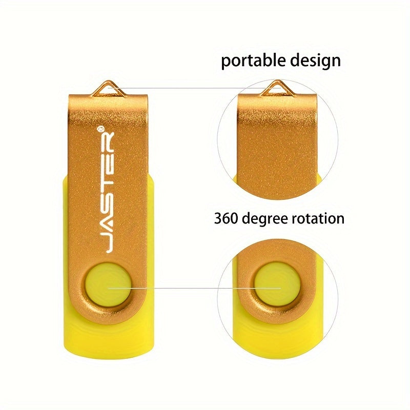 128GB High-Speed USB 2.0 Flash Drive with Rotatable Metal Keychain in Bright Colors